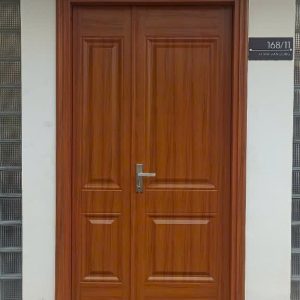 Cửa Thép Vân Gỗ 2 Cánh Lệch (Cửa Mẹ Bồng Con)