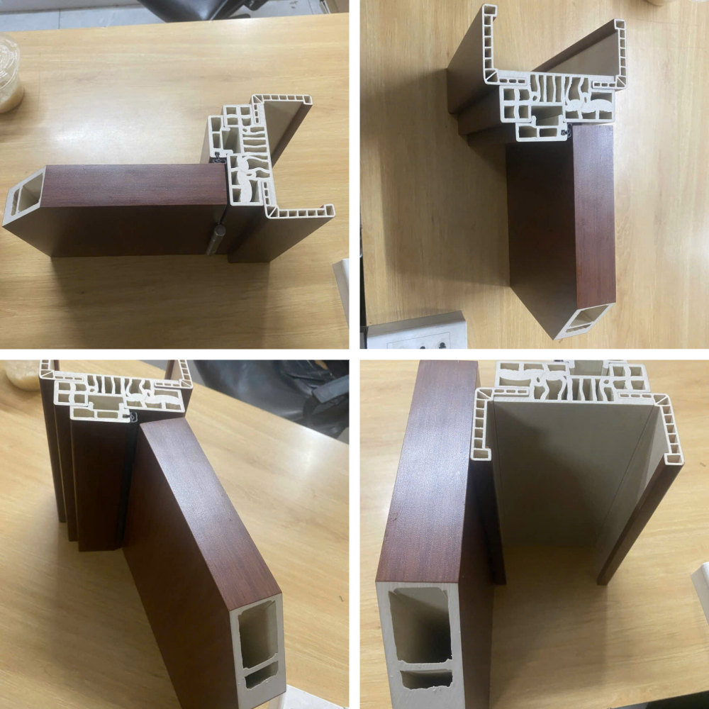 Cấu tạo mặt cắt chi tiết góc mẫu cửa nhựa giả gỗ Composite đúc nguyên khối